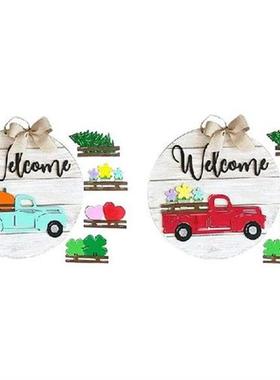 Retro Seasonal Welcome Sign,Interchangeable Front Door