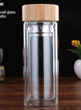 450Ml Glass Water Bottle Anti-scald Double Wall Tea Bottle W