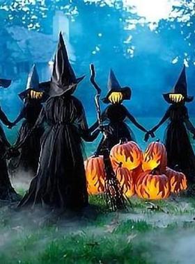 Light-Up Witches with Stakes Halloween Decorations Outdoor