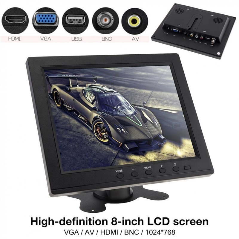 8 Inch HD TFT LCD LED Car Monitor Mini TV Computer 2 Channe