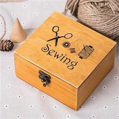 Wooden Sewing Box Sewing Accessories Supplies Kit Workbox
