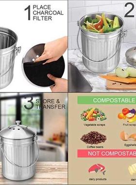 Compost Bin, Peel Bucket 适用于 Home Kitchen, Odorless Compo