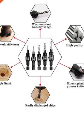 5pcs Countersink Drill Bit Cpentry Drill Set Drilling Pilo