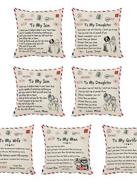 45x45cm Linen Letters Printed Pillow Case Sofa Bedroom Decor