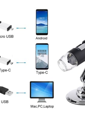 3-in-1 Digital USB Microscope 1600X Portable 2Adapters Suppo