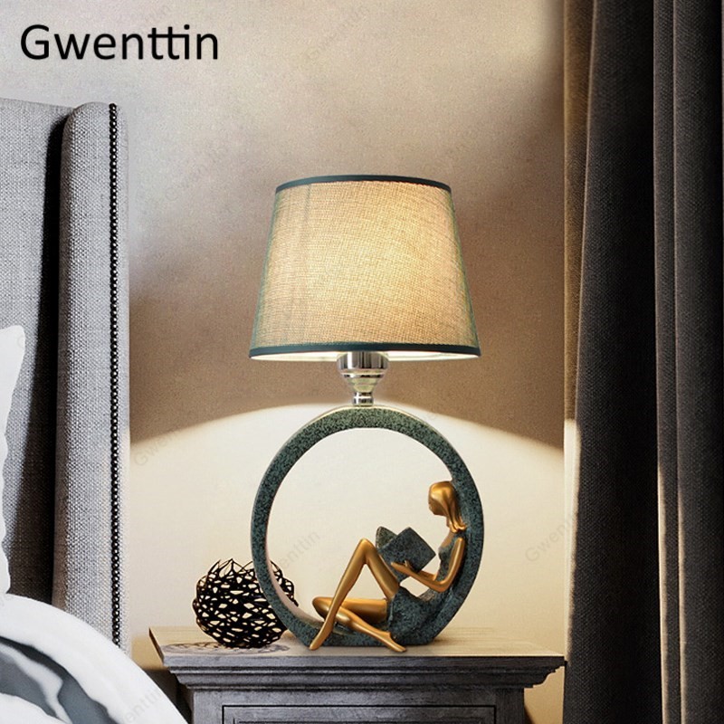 Reading Girl Table Lamp Modern Standing Desk Light for Bedro