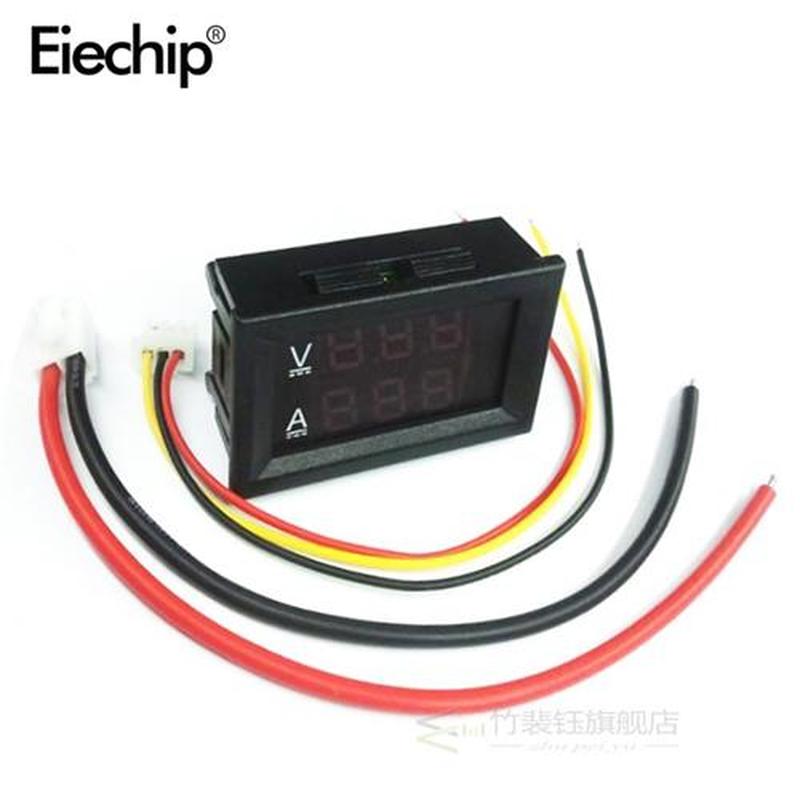 DSN-VC288 DC 100V 10A Voltmeter Ammeter Blue   Red LED Amp D