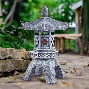 Finish Decorative Stone Zen Outdoor Pagoda Solar Lantern