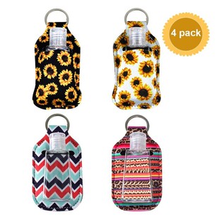 4Pack Portable Travel Hand Sanitizer Gel Holder with Keychai