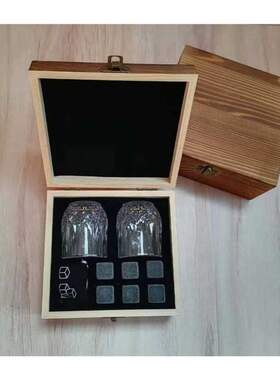 Whiskey Glass Set with 6 Pcs Whiskey Bourbon Chilling Stones
