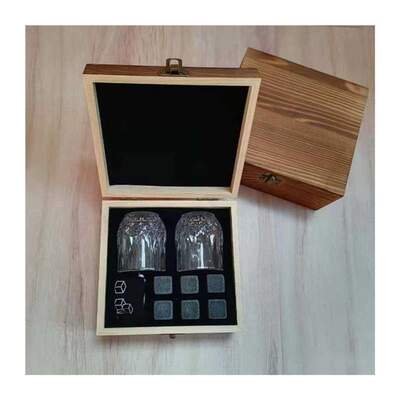 Whiskey Glass Set with 6 Pcs Whiskey Bourbon Chilling Stones