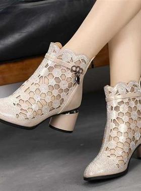 Comemore 2021 Spring Summer Fashion Rhinestones Gauze Sandal