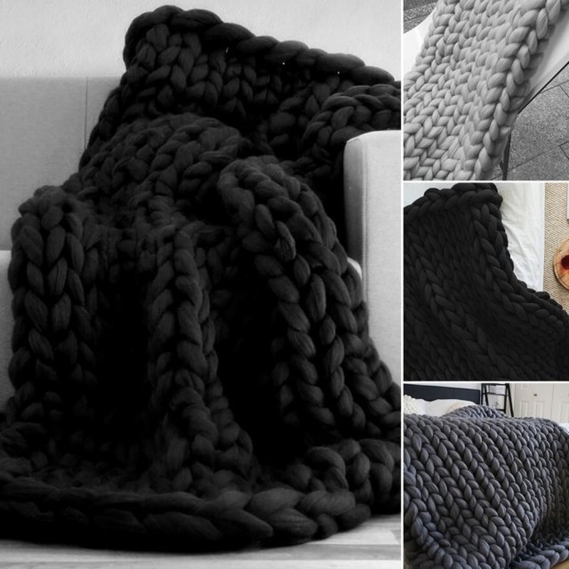 Fashion Hand Knitted Blanket Chunky Blanket Mat Throw Chair