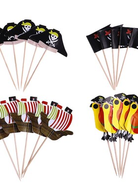 20pcs Food-Grade Pirate Theme Cake Picks Ornamnets Unique