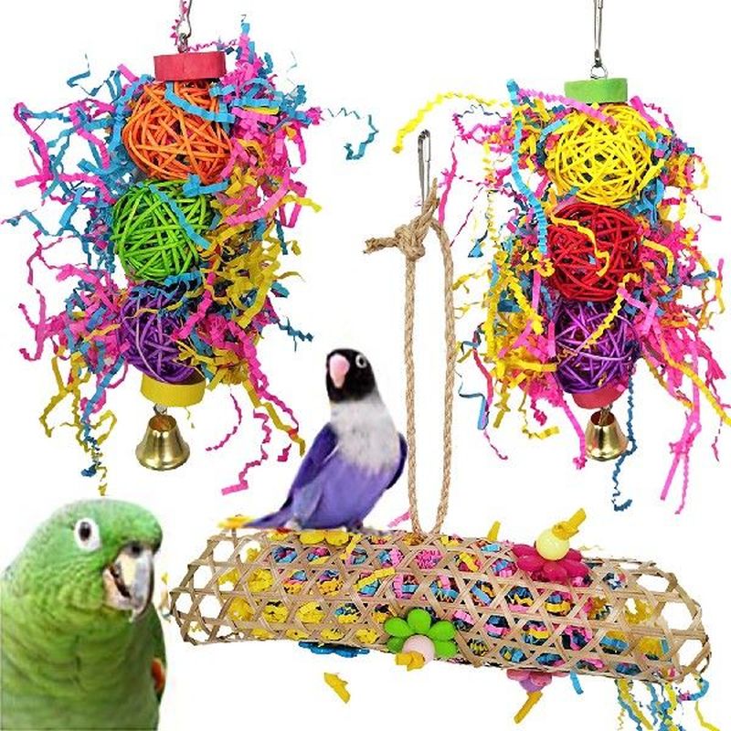 3pcs Bird Parrot Shredding Toys Chewing Foraging Hanging