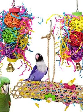 3pcs Bird Parrot Shredding Toys Chewing Foraging Hanging
