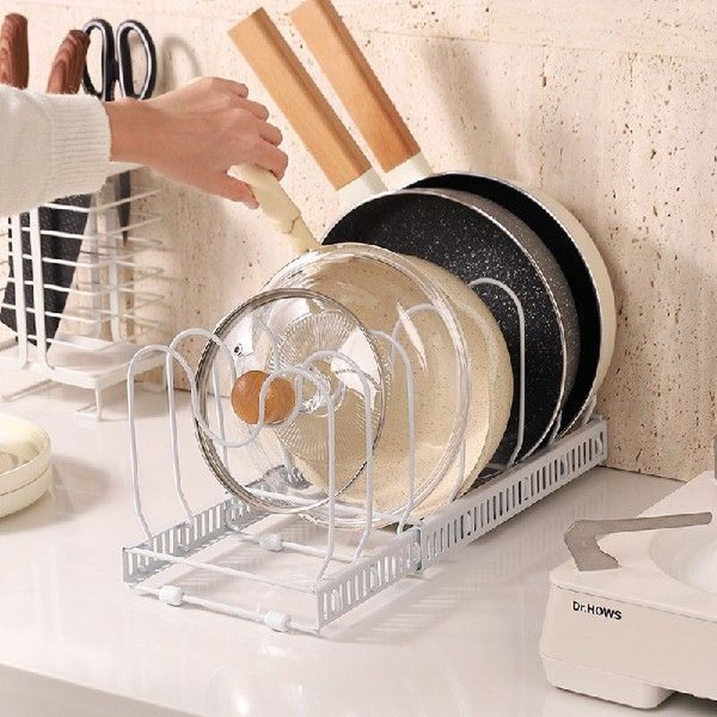 Lid Plate Pot Dry Holder New Adjustable Kitchen Organizer