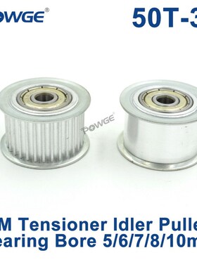 POWGE 50 Teeth 3M Idler Pulley Tensioner Wheel Bore 5/6/7/8
