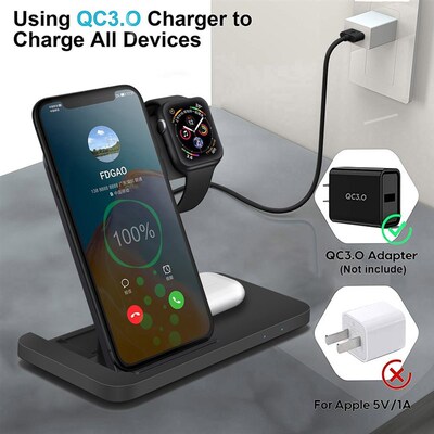 15W Qi Wireless Charger Stand for iPhone 13 12 11 XS XR X 8