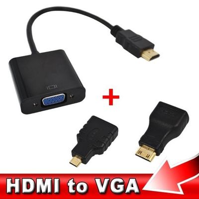 Hot 1set HDMI to VGA Adaptor Micro HDMI Mini HDMI Male Adapt