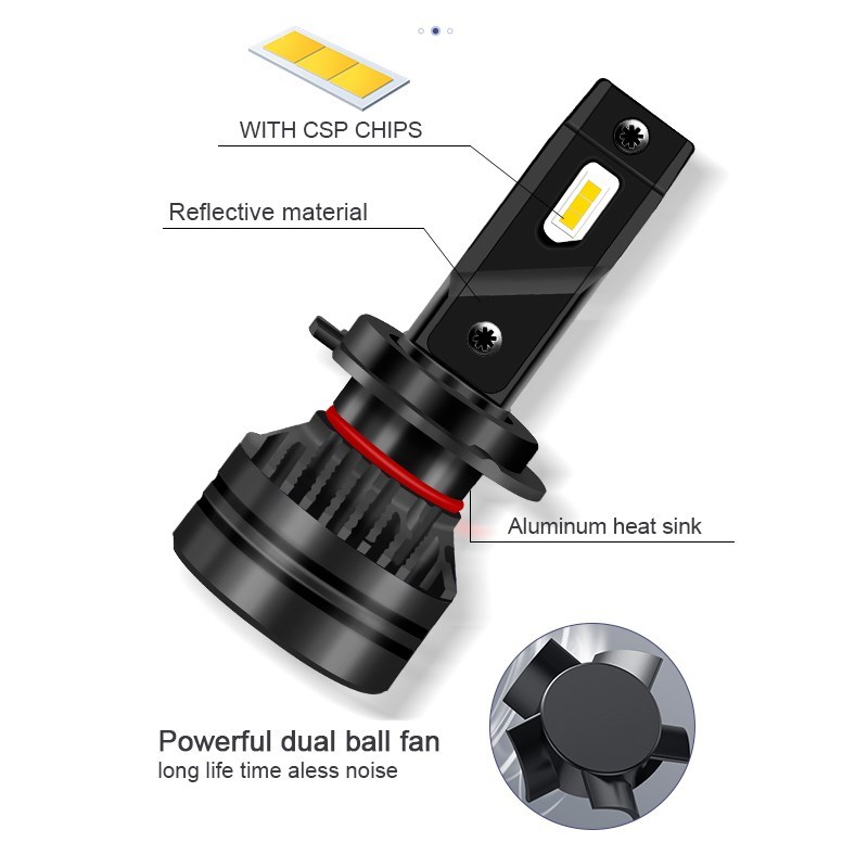 2Pcs H1 H4 H7 Led H11 HB3 9005 HB4 9006 Led Headlights CSP C 包装 内托 原图主图