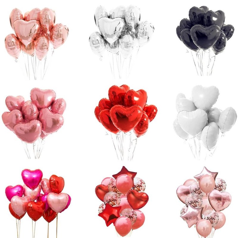 10pcs Multi Rose Gold Heart Foil Balloons Helium Balloon Bir