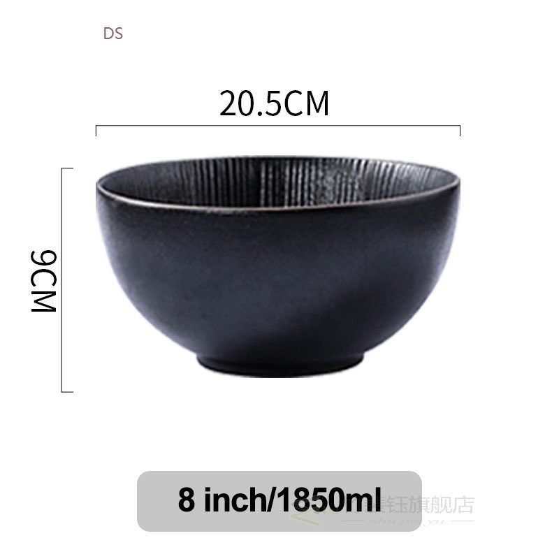 Japanese Ramen Ceramic Black Bowl Coconut Fruit Salad Desser