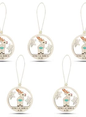 5Pcs Christmas Hanging Ornament Xmas Tree Wooden Pendant Hom