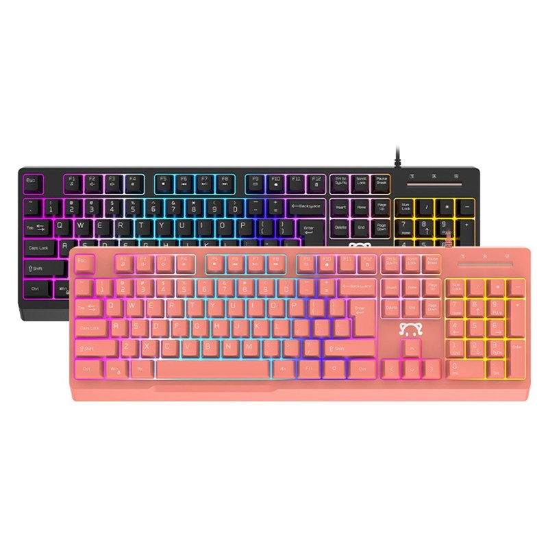Girly Pink Mechanical Gaming Keyboard 104 Keys USB Wired Gam