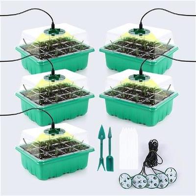 5pcs/set Nursery Pots with Grow Light Seedling Starter Tray