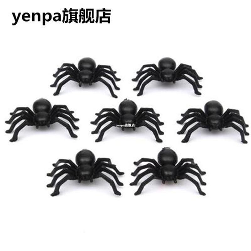 50pcs 2*1.4cm Black Spider Halloween Decoration Feival Sup