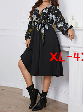 FASHION WINTER SEXY V NECK DRESS FAT WOMEN PLUS SIZE SKIRTS
