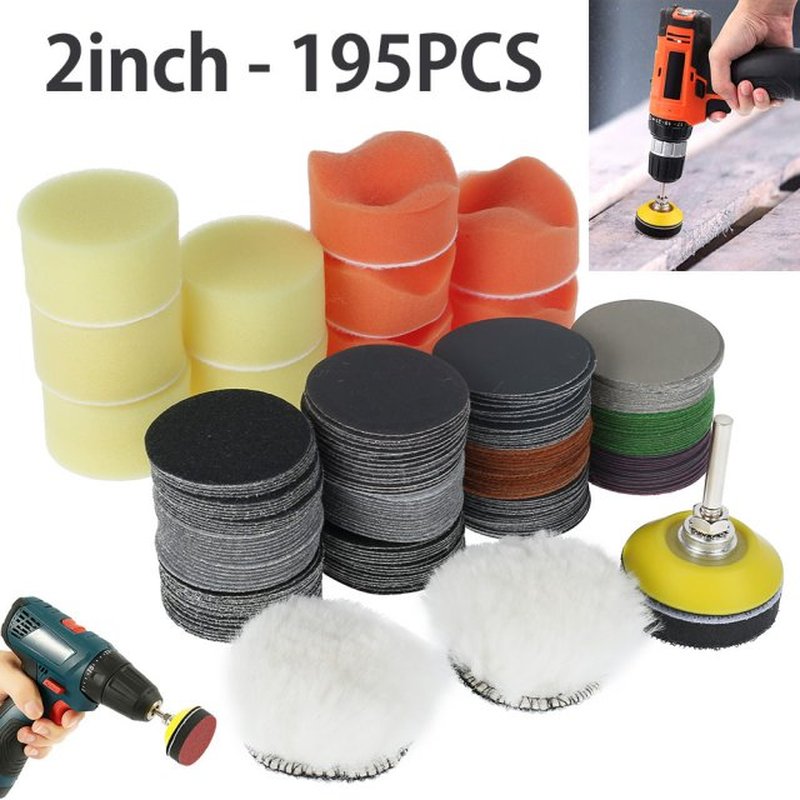 195Pcs 2Inch Sanding Discs Water Wet Dry Sanding Discs Round