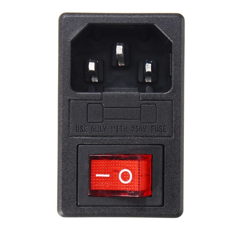 IEC320 C14 3 In 1 Fused Holder Switch 10A AC 250V Inlet Male