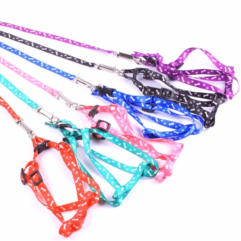 Nylon Dog Pet Puppy Cat Adjustable Harness with Lead Leash