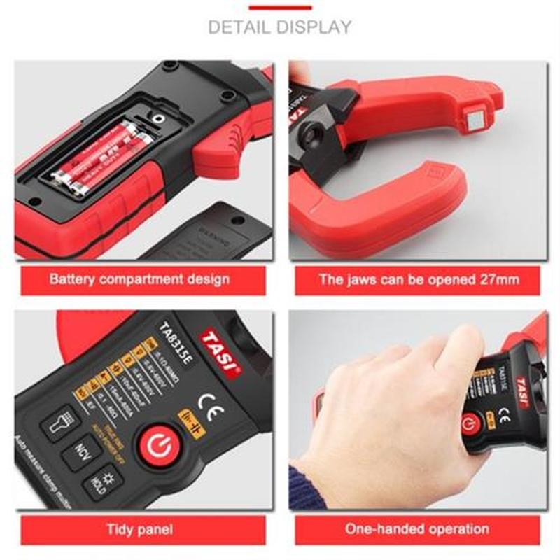 TA8315A AC 0-600A DC1000V AC750V Clamp Meter True Rms NCV Di