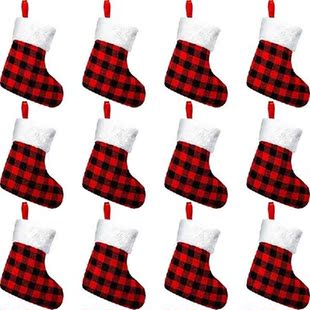 Christmas Miniature Stockings Red And Black Buffalo Plaid