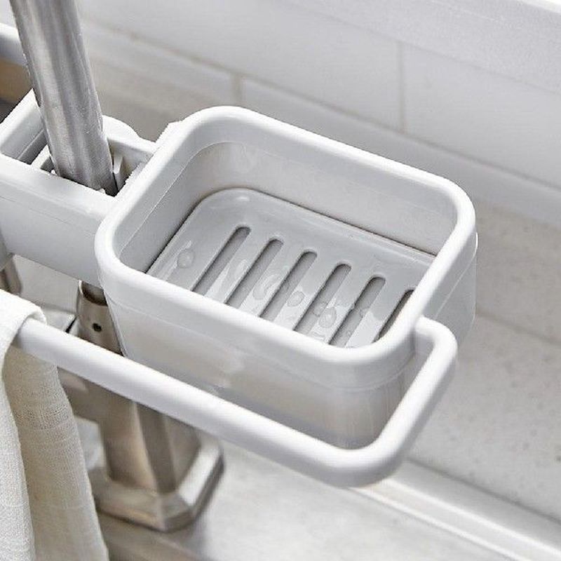 Kitchen Sink Dish Plate Drainer Soap Sponge Storage Rack