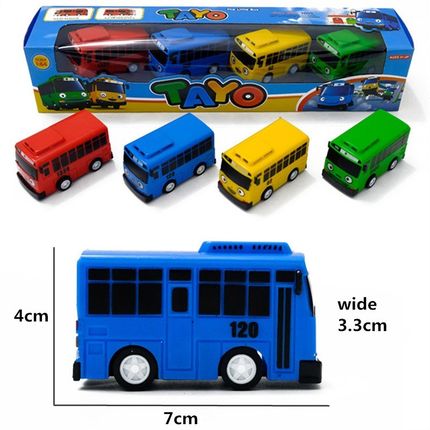 New 4pcs/set Tayo the Little Bus Mini Plastic Pull Back Blue