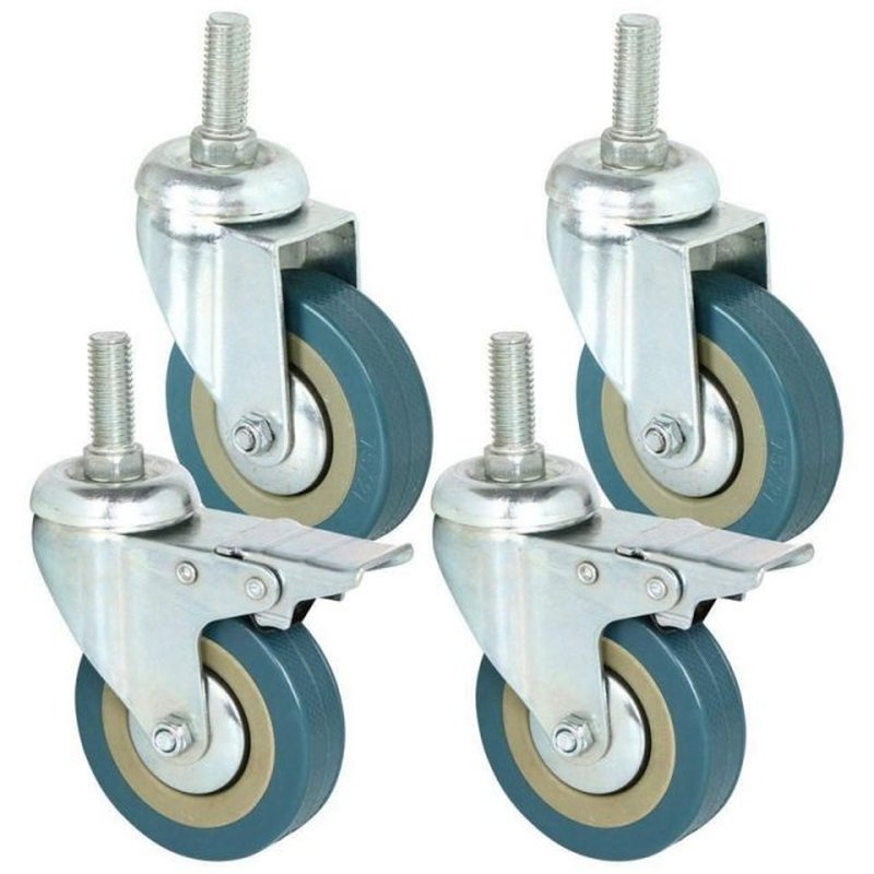 4PCS Heavy Duty 75mm Swivel Castor with Brake Trolley Caster