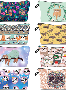 Jomtokoy Women Cosmetic Bag Sloth pattern Digital Printing T