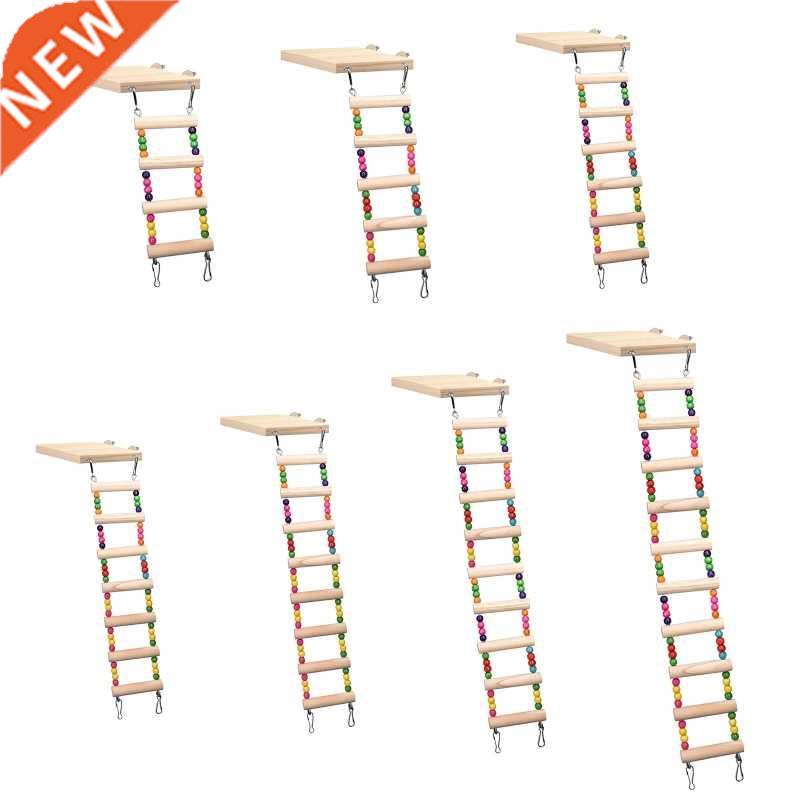Wooden Parrot Hamster Climbing Ladder Swing Play Toys Set Bi