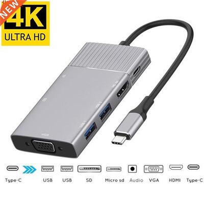 USC to HDMI 4K VGA 2US 3.0 SD TF Card Reader Hu 3.5MM Aud