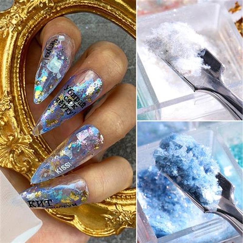 Holographic?Opal Flakes For Nails Glitter Translucent Auror