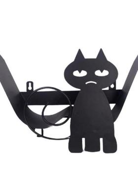 Staring Cat Cute Cast Iron Animal Black Paper Towel Holder B