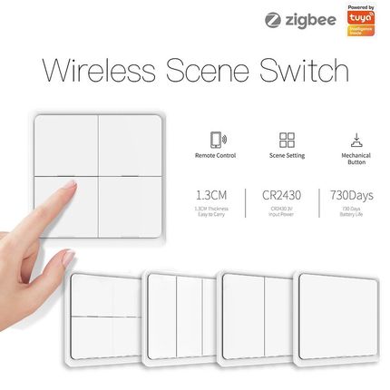 Moes 4 Gang Tuya ZigBee Wireless 12 Scene Switch Push Butto