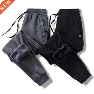 Thick Fleece Jogger Mens Pants Cotton Trousers Male Winter W