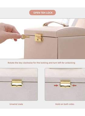 Casegrace Large Jewelry Box Organizer Girls PU Leather Drawe