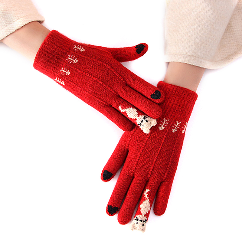 Winter Touch Screen Gloves Women Men Warm Stch Knit Mittens