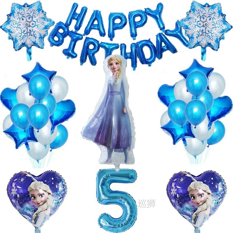 1 set Frozen Princess Foil Balloon 32inch Number Latex Ballo